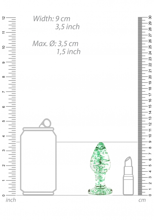 OUCH! GLOW IN THE DARK GLASS BUTT PLUG LARGE