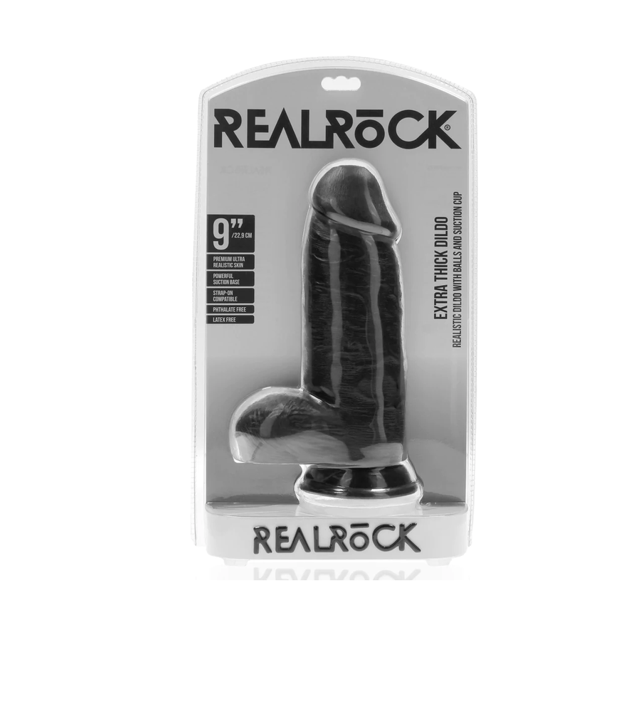 REAL ROCK EXTRA THICK DILDO W/BALLS 23cm