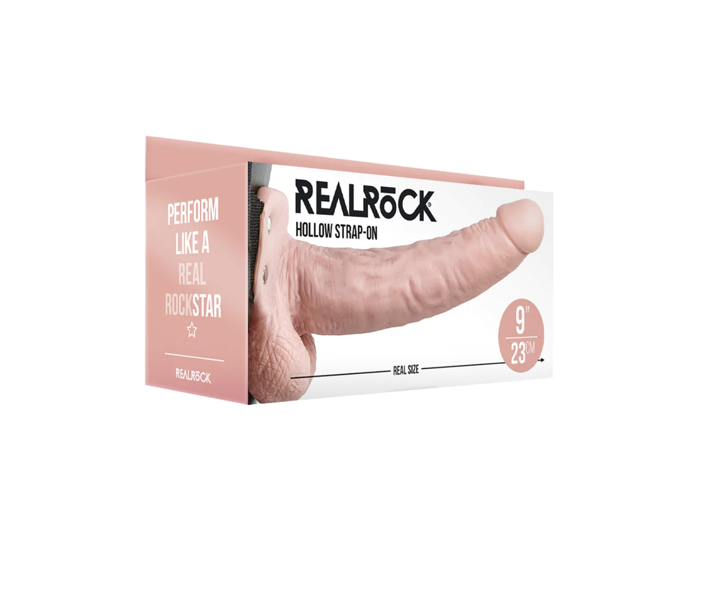 REAL ROCK HOLLOW STRAP ON W/ BALLS 23cm