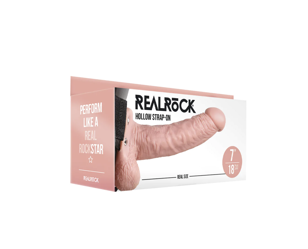 REAL ROCK HOLLOW STRAP ON W/ BALLS 18cm