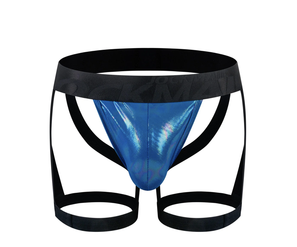 JOCKMAIL 259 FAUX LEATHER JOCK WITH LEG RESTRAINTS