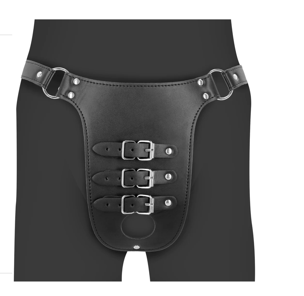 OUCH PU LEATHER CHASTITY BELT W/ STRAPS