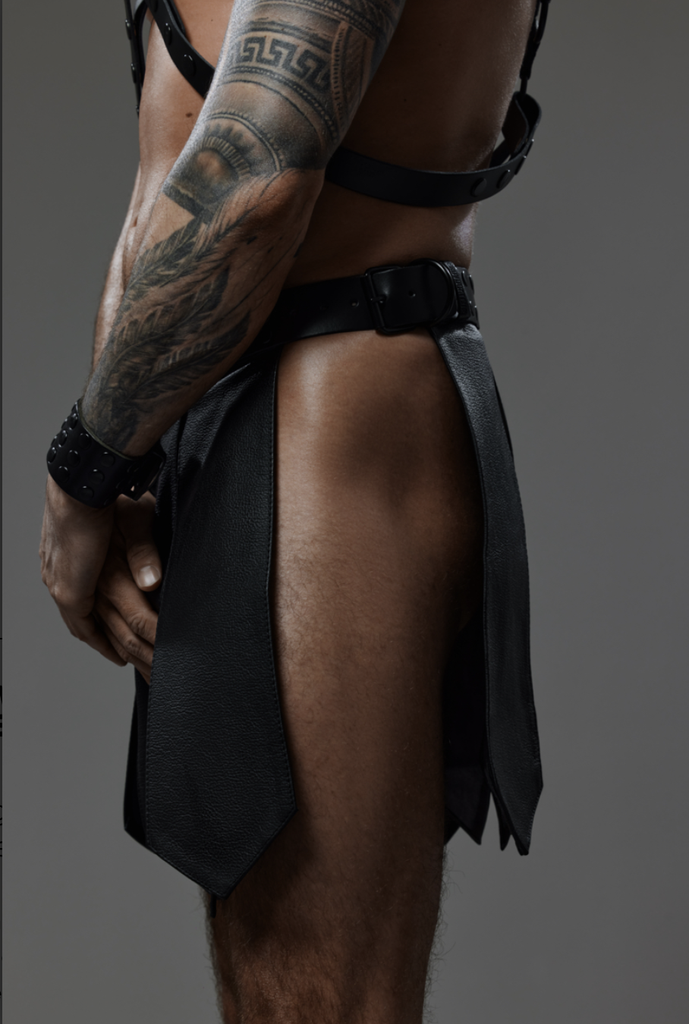 PROVOCATEUR LEATHER GLADIATOR SKIRT RUSSELL