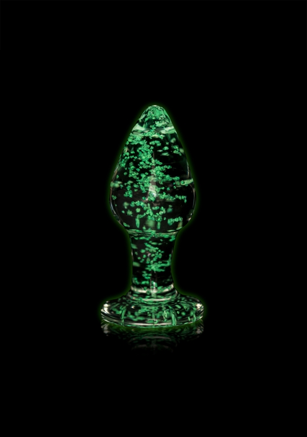 OUCH! GLOW IN THE DARK GLASS BUTT PLUG 