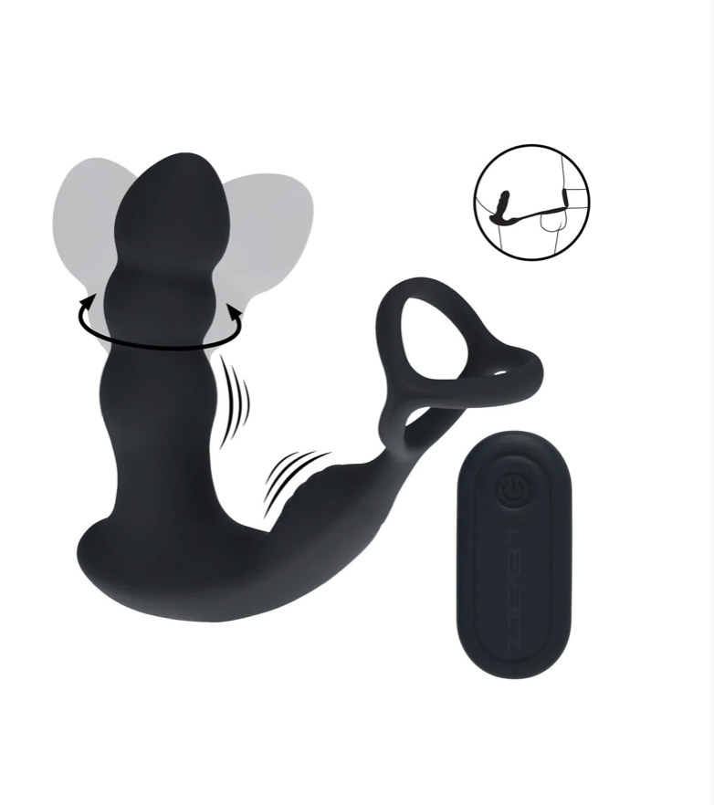 LEVELZ BY SHOTS - DUAL VIBRATING ROTATING HEAD PLUG WITH REMOTE