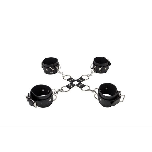 [OU050BLK] OUCH LEATHER HAND AND LEG CUFFS