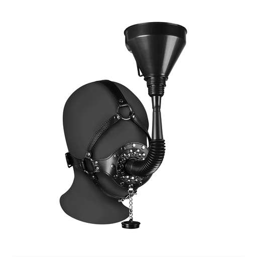 [OU885BLK] OUCH OPEN MOUTH GAG HEAD HARNESS W/ FUNNEL