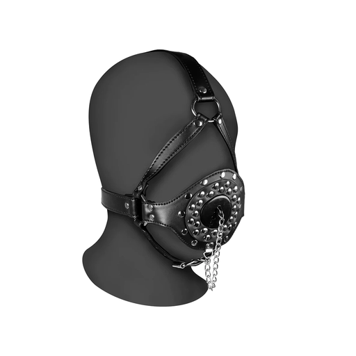 [OU883BLK] OUCH OPEN MOUTH GAG W/ HEAD HARNESS AND STOPPER