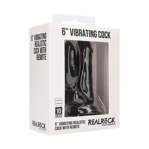 [REA001BLK-FLESH] REALROCK VIBRATING REALISTIC COCK 6" w/ SCROTUM 