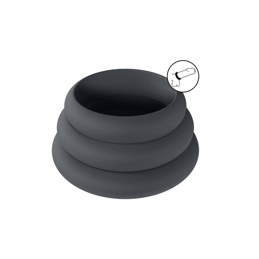 [LVL01-0015BLK] LEVELZ BY SHOTS - WIDE O-SILICONE COCKRING SET 