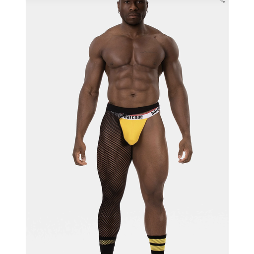 [92578-Black] BARCODE BERLIN FISHNET ONE LEG NAZAR
