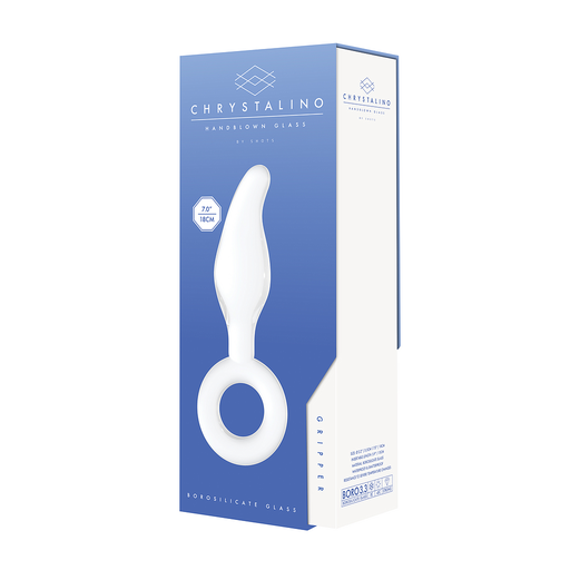 [CHR026WHT] CHRYSTALINO GRIPPER GLASS DILDO